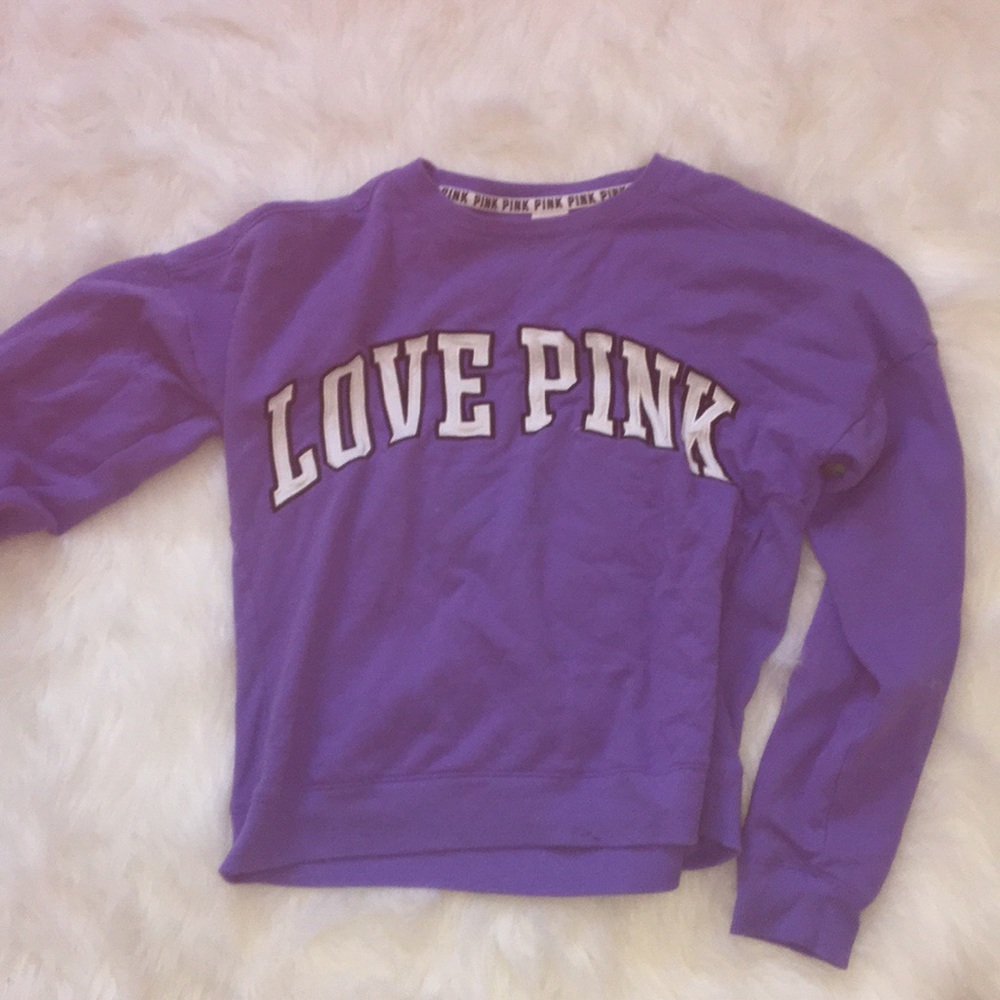 Purple “love pink” sweatshirt by PINK (Large)